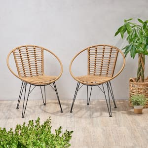 Highland Black Faux Rattan Outdoor Dining Chairs (2-Pack)