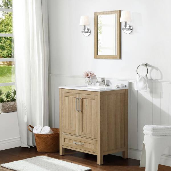 Ove Decors Kansas 30 In W Bath Vanity White Oak With Engineered Stone Top 15vva Kans30 12 - 30 Inch Bathroom Sink Tops Uk