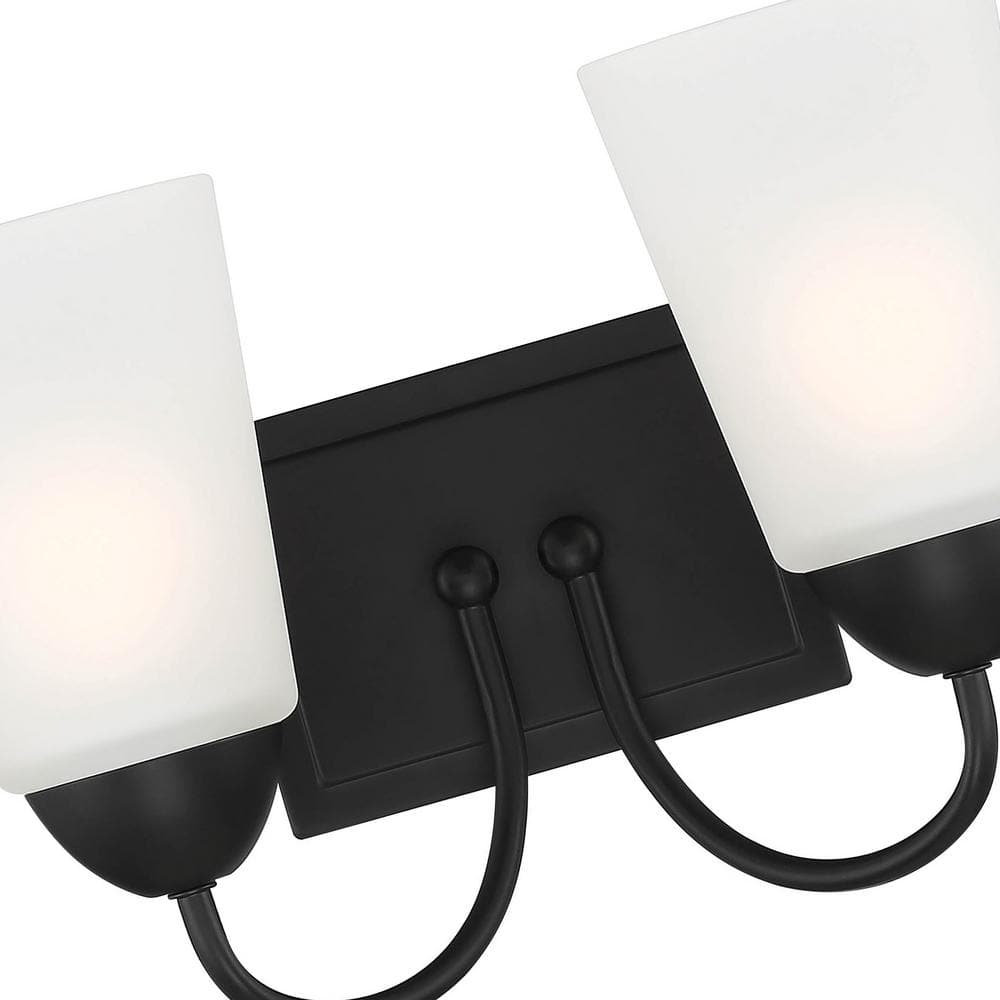 Malone Matte Black Transitional 2-Light Vanity Wall Sconce