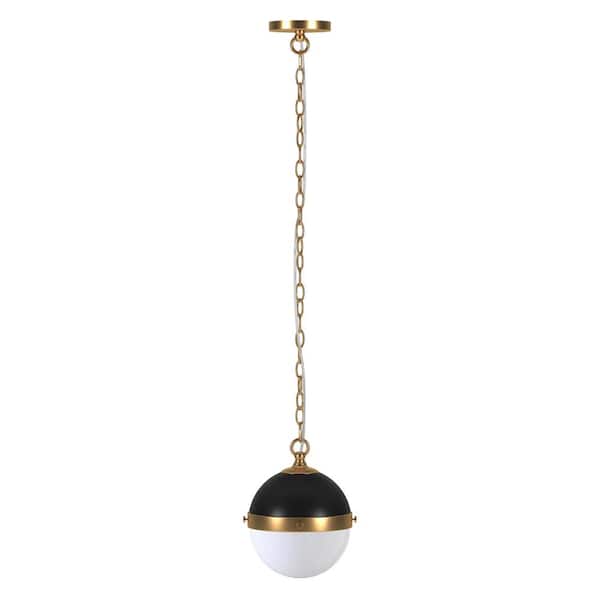 Meyer&Cross Aurora 60-Watt 1-Light Blackened Bronze Pendant Light with White Milk Glass Shade