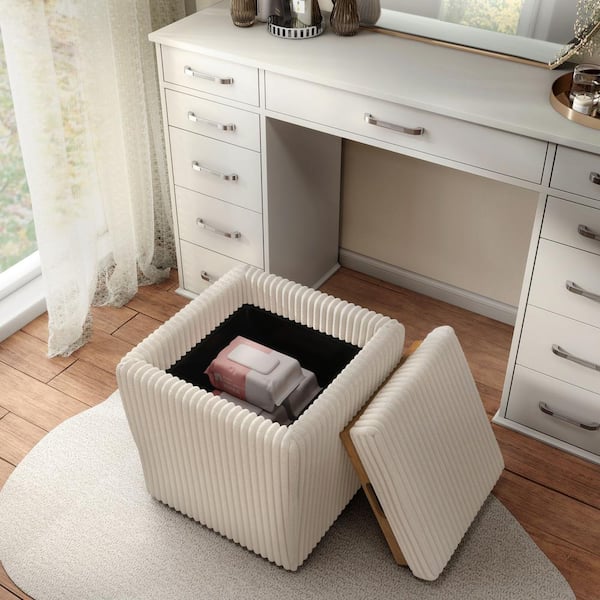 Furniture of America Fana Beige Corduroy Fabric Square Furniture of America Fana Beige Corduroy Fabric Square