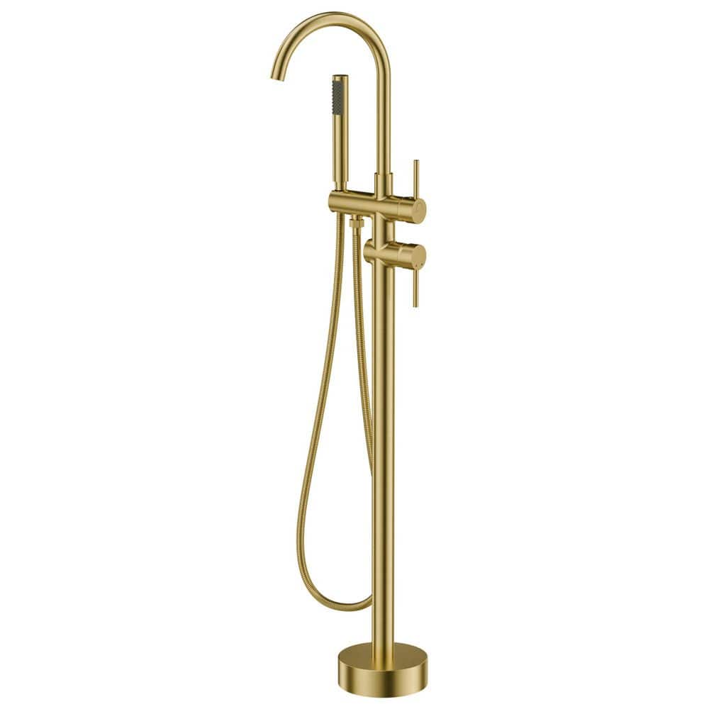 2-Handle Drip-Free Claw Foot Tub Faucet with 360° Rotation in Brushed Gold price history on PriceWatchPro