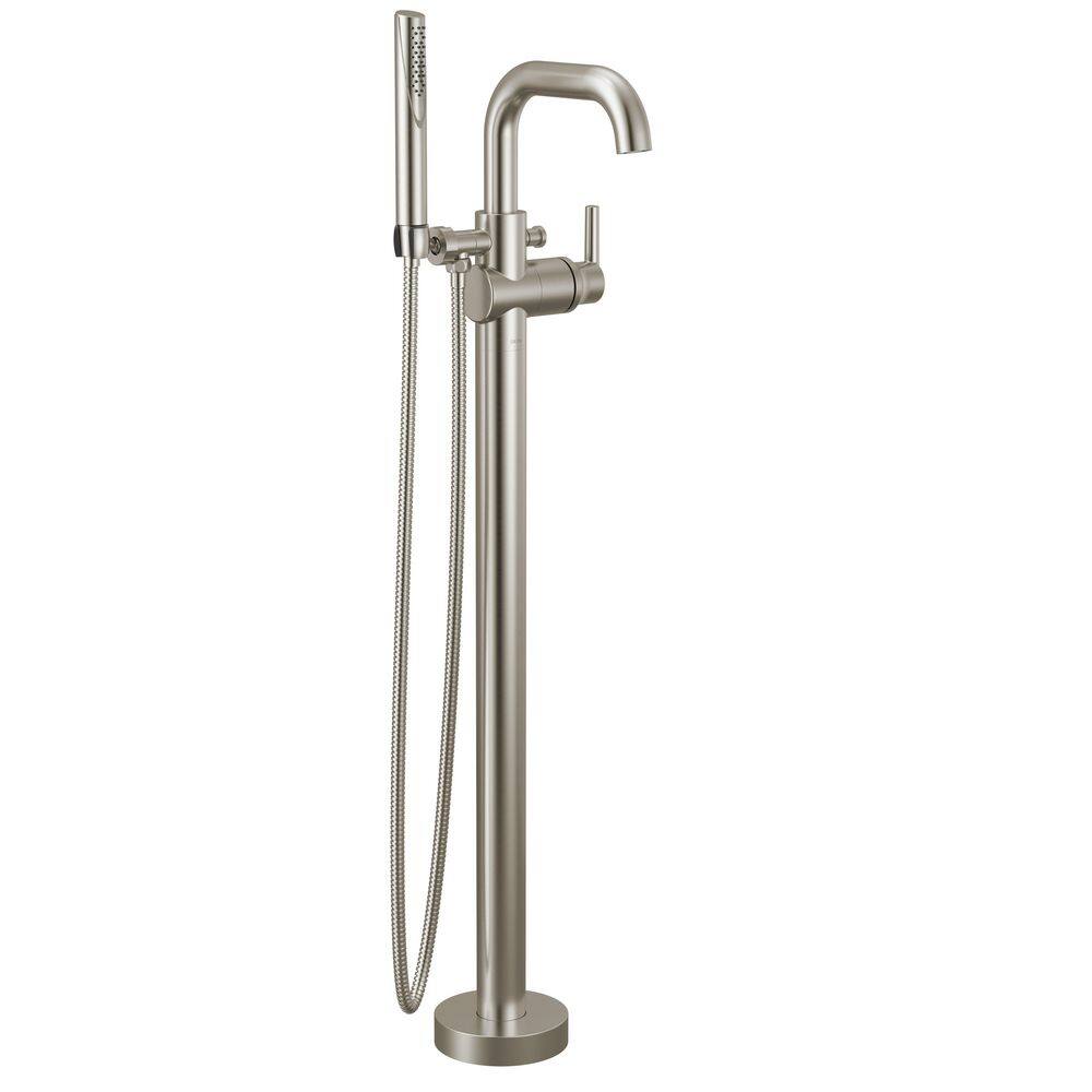 Trinsic 1-Handle Floor Mount Tub Faucet Trim Kit in Stainless with Hand Shower (Valve Not Included)