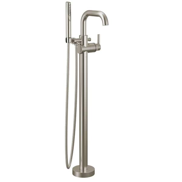 Trinsic 1-Handle Floor Mount Tub Faucet Trim Kit in Stainless with Hand Shower (Valve Not Included)