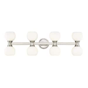 Artemis 6.5 in. 8 Light Brushed Nickel Vanity Light with Matte Opal Glass Shade with No Bulbs Included