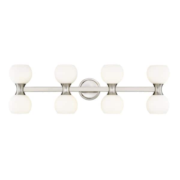 Unbranded Artemis 6.5 in. 8 Light Brushed Nickel Vanity Light with Matte Opal Glass Shade with No Bulbs Included