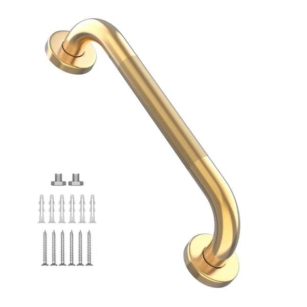 20 in. Anti Slip Shower Grab Bar in Gold, Knurled Bath Grab Bar, Safety Hand Rail Support for Elderly