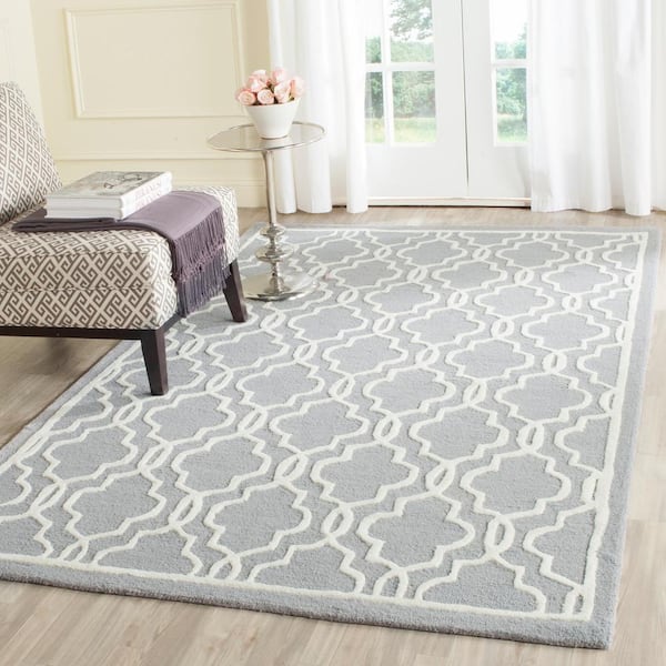 Cambridge 11 ft. x 15 ft. Silver/Ivory Geometric Interlace Area Rug