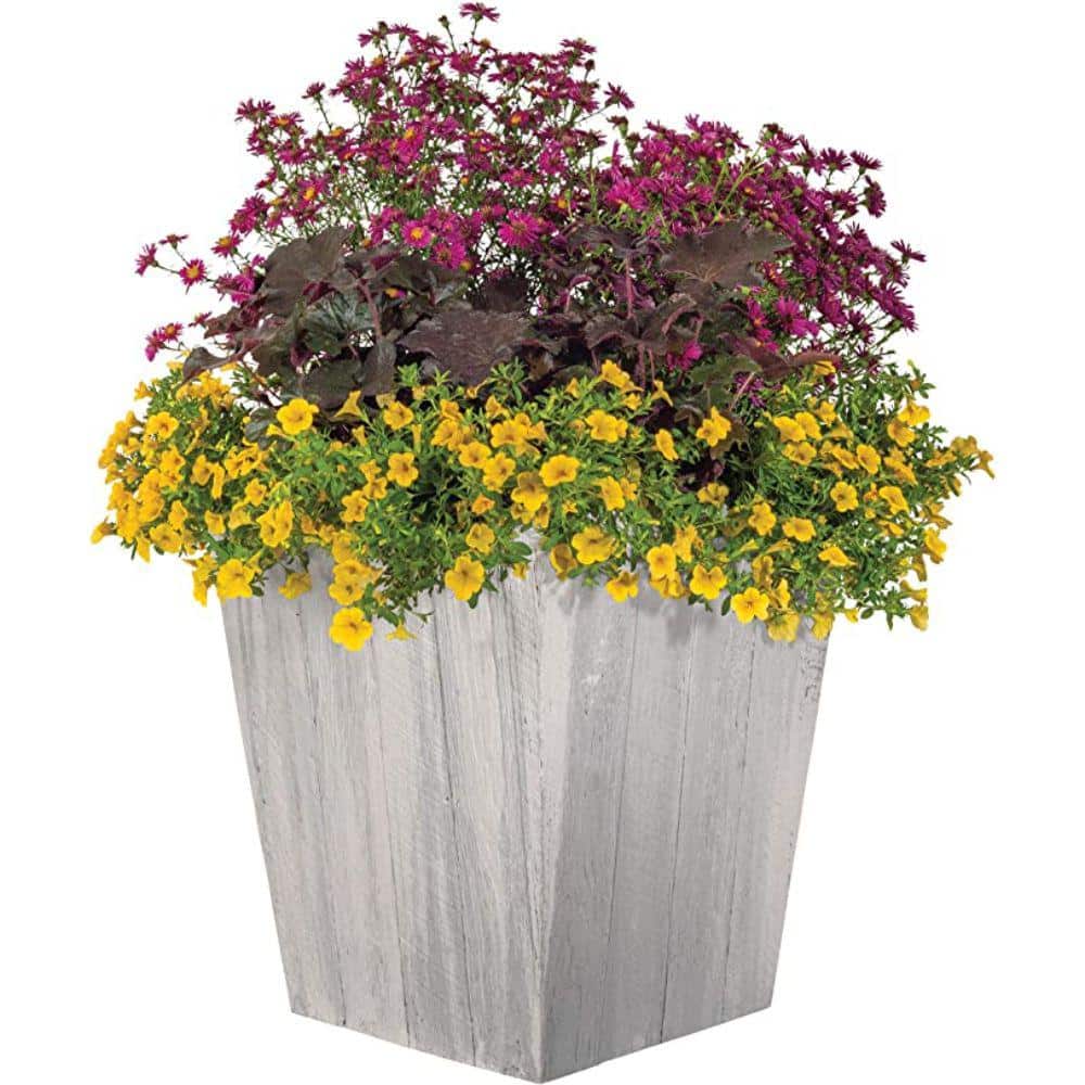 Suncast 18" Dove Gray Resin Square Planter