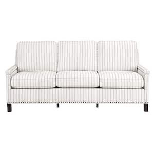 Boone 78 in. W Straight Arm Textured Fabric Rectangle Sofa in. Beige and Gray