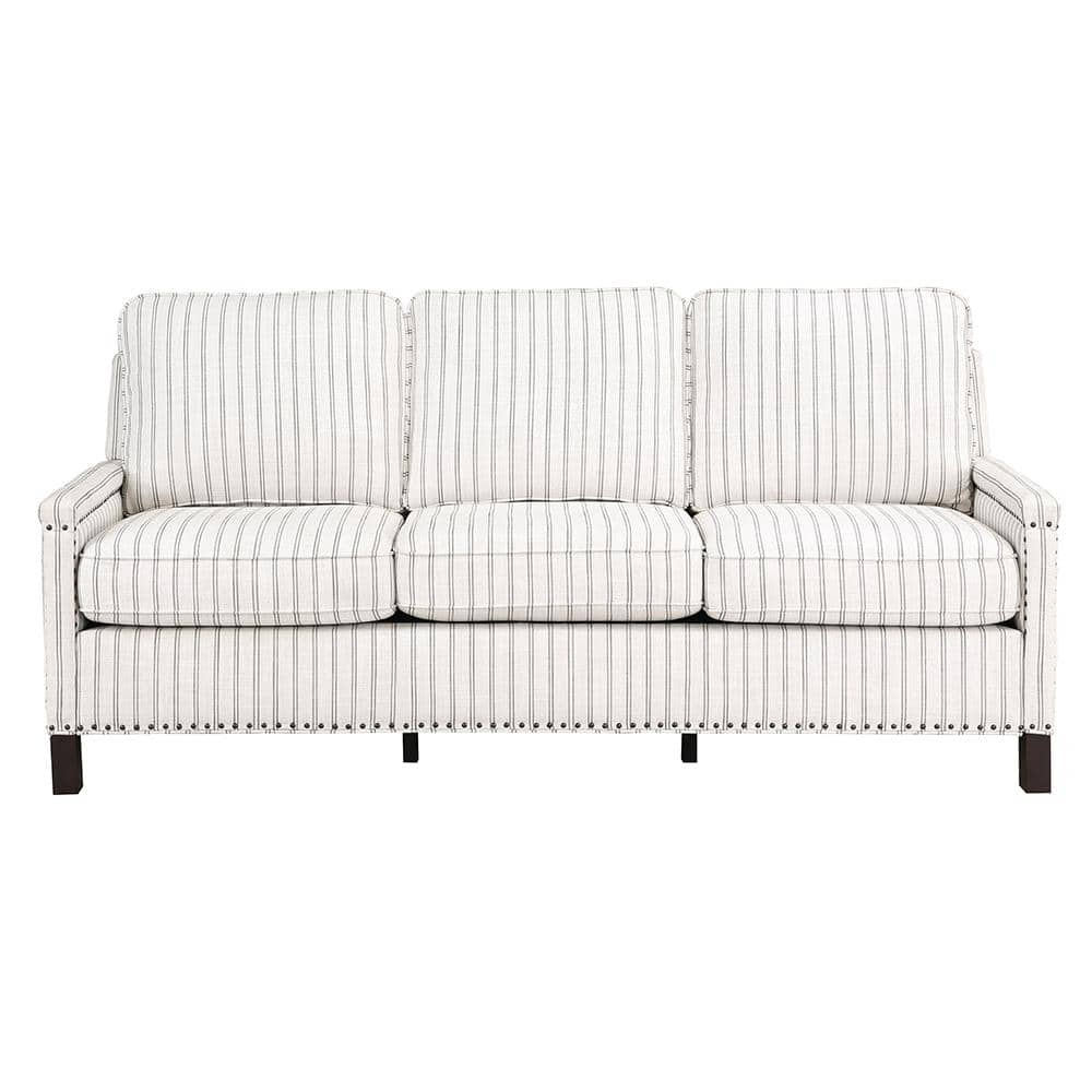 Lazzara Boone 78 in. W Straight Arm Textured Fabric Rectangle Sofa in ...