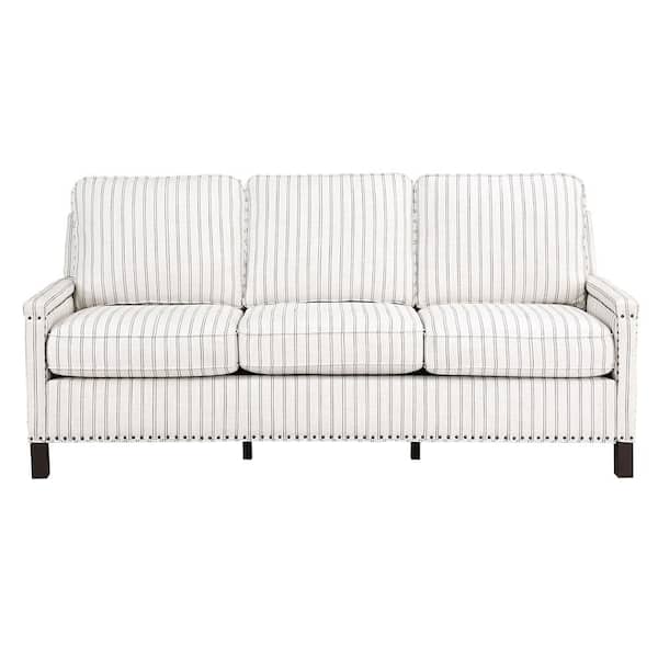 Lazzara Boone 78 in. W Straight Arm Textured Fabric Rectangle Sofa in. Beige and Gray