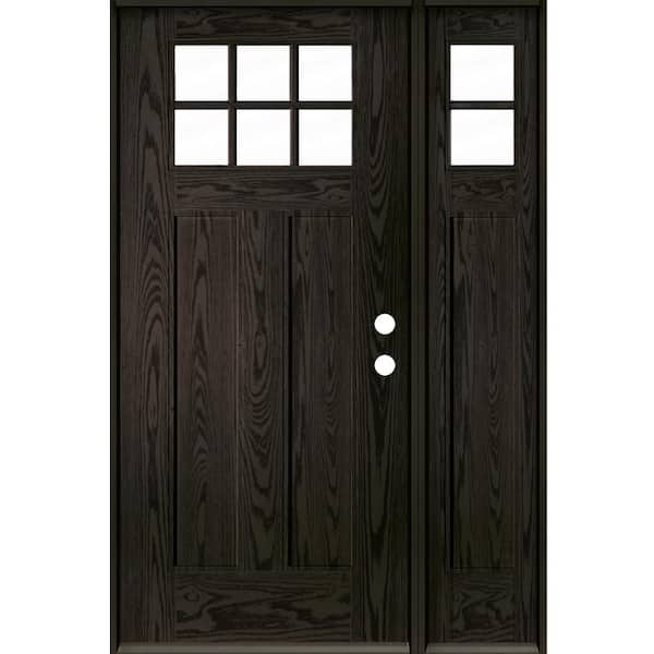 Krosswood Doors Craftsman 50 in. x 80 in. 6-Lite Left-Hand/Inswing Clear Glass Baby Grand Stain Fiberglass Prehung Front Door with RSL