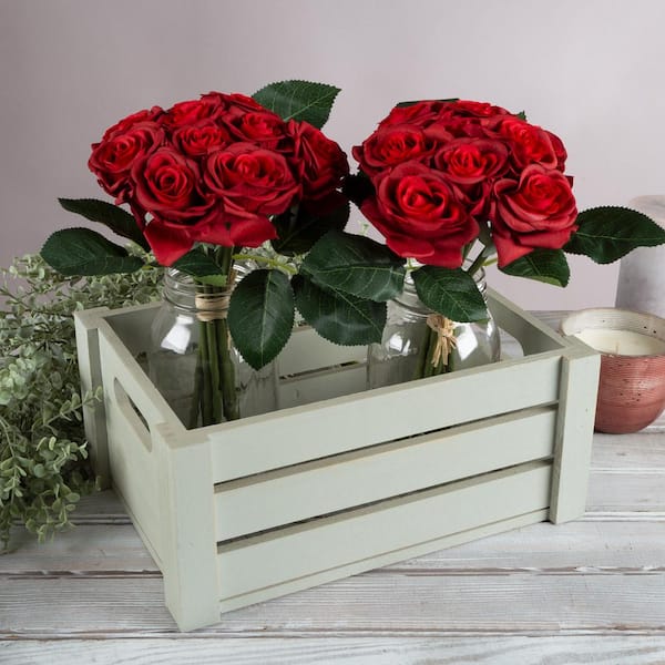 Pure Garden Artificial Red Roses (Set of 18)