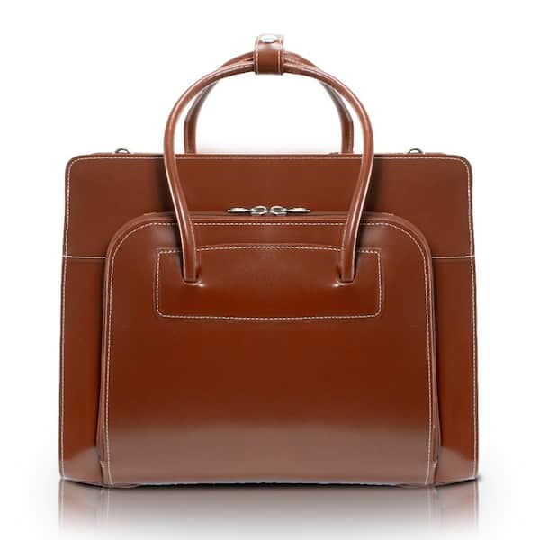 LAKE FOREST, Top Grain Cowhide Leather, 15in Ladies' Laptop Briefcase, Brown (94334)