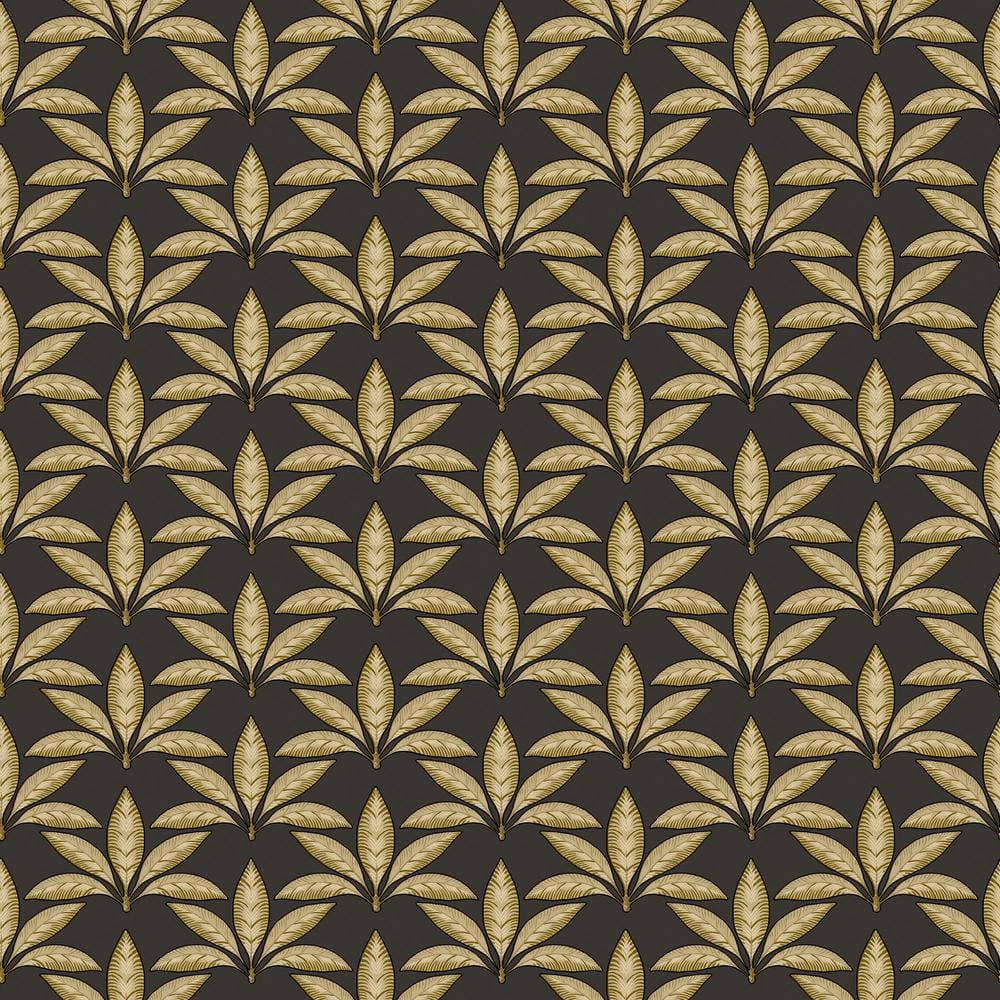 Into The Wild Black and Gold Metallic Leaf Motif Non-Pasted Non-Woven Paper