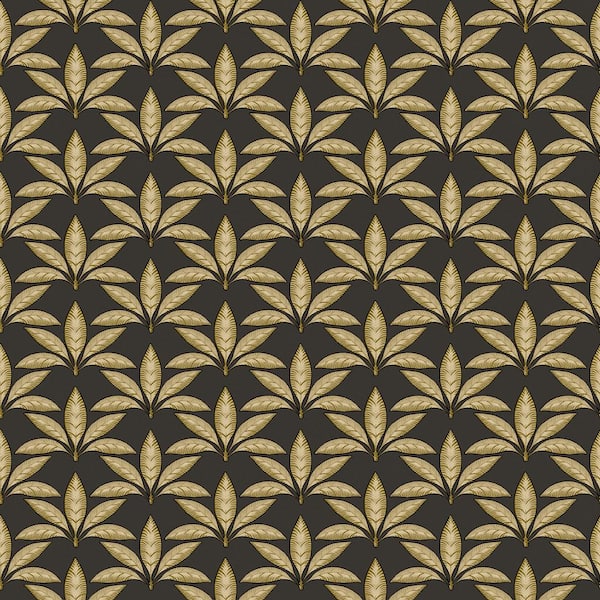 Unbranded Into The Wild Black and Gold Metallic Leaf Motif Non-Pasted Non-Woven Paper Wallpaper Roll