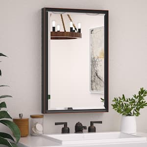 16 in. W x 24 in. H Rectangular Framed Beveled Edge Wall Bathroom Vanity Mirror in Oil Rubbed Bronze