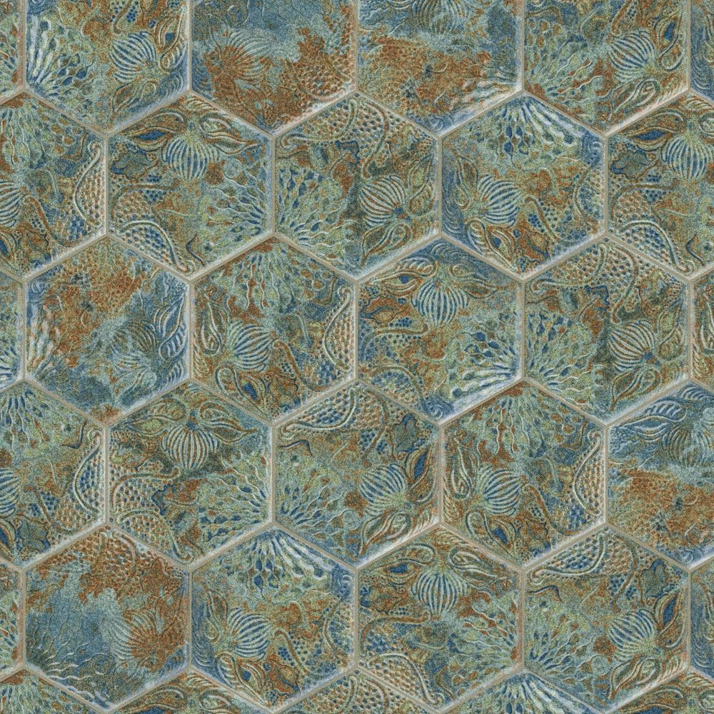 Gaudi React Hex Ocean 9 in. x 10 in. Porcelain Floor and Wall Tile (6.89 sq. ft./Case) price history on PriceWatchPro