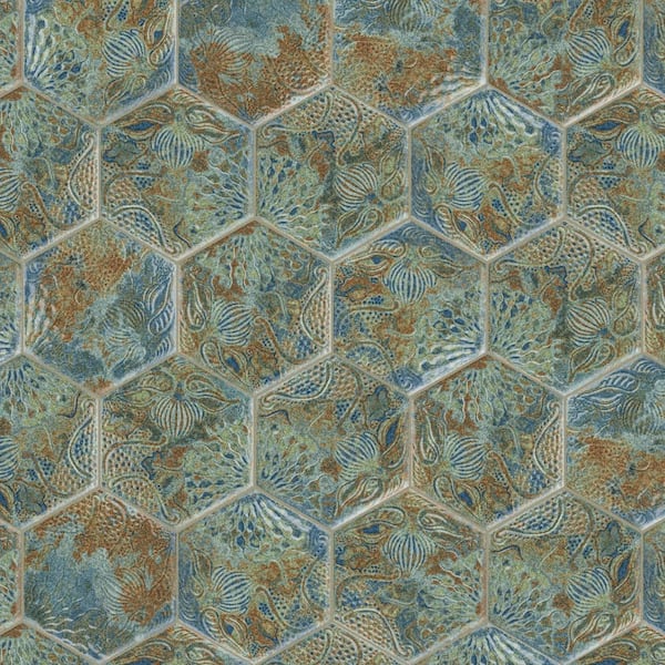 Gaudi React Hex Ocean 9 in. x 10 in. Porcelain Floor and Wall Tile (6.89 sq. ft./Case)