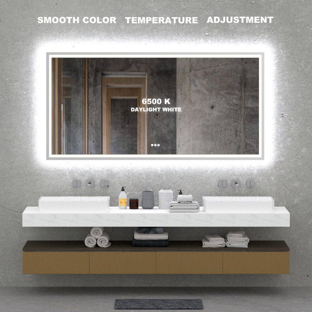 Buy 72 in. W x 36 in. H Rectangular Frameless LED Wall Bathroom Vanity