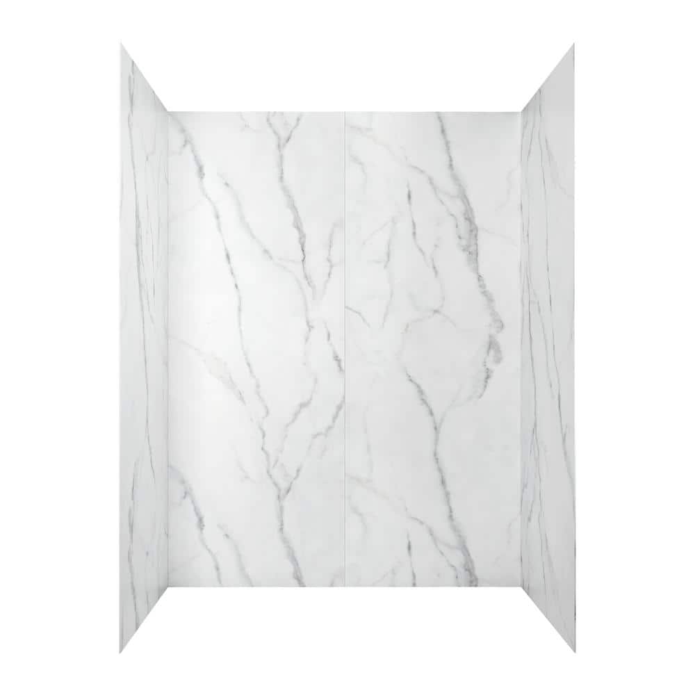 American Standard Passage 32 in. x 60 in. x 72 in. 4-Piece Glue-Up Alcove Shower  Wall in White Su…