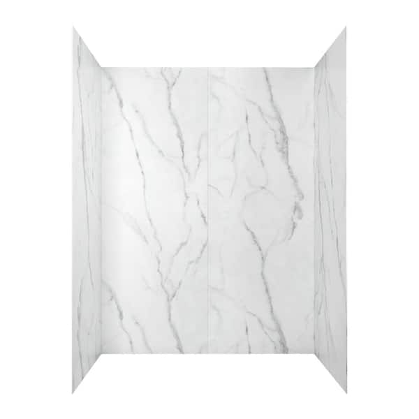 American Standard Passage 32 in. W x 72 in. H Four piece Glue Up Laminate Alcove Shower Wall Set in Serene Marble
