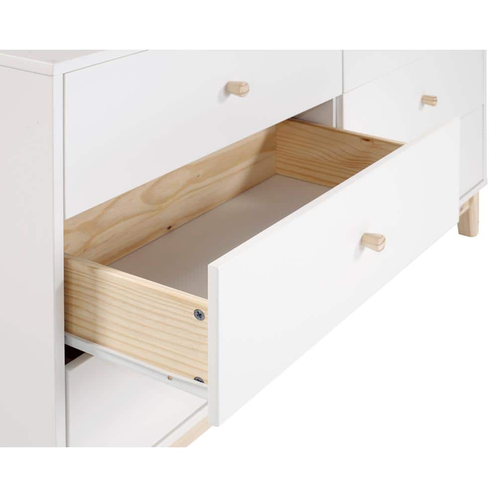 White Modern Double 6-Drawer Dresser