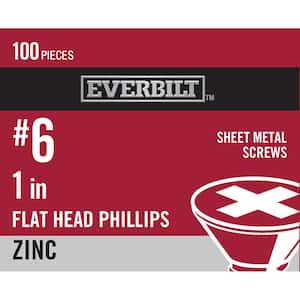 #6 x 1 in. Phillips Flat Head Zinc Plated Sheet Metal Screw (100-Pack)