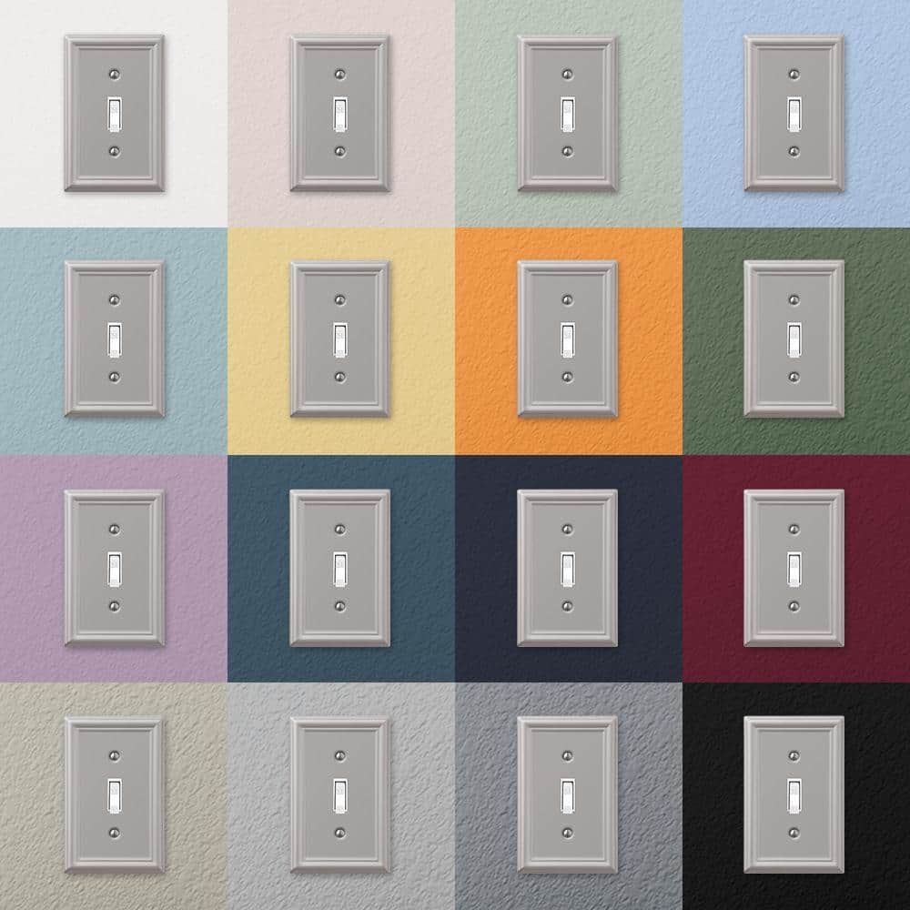Brushed Nickel 2-Gang Steel Wall Plate with Toggle and Rocker