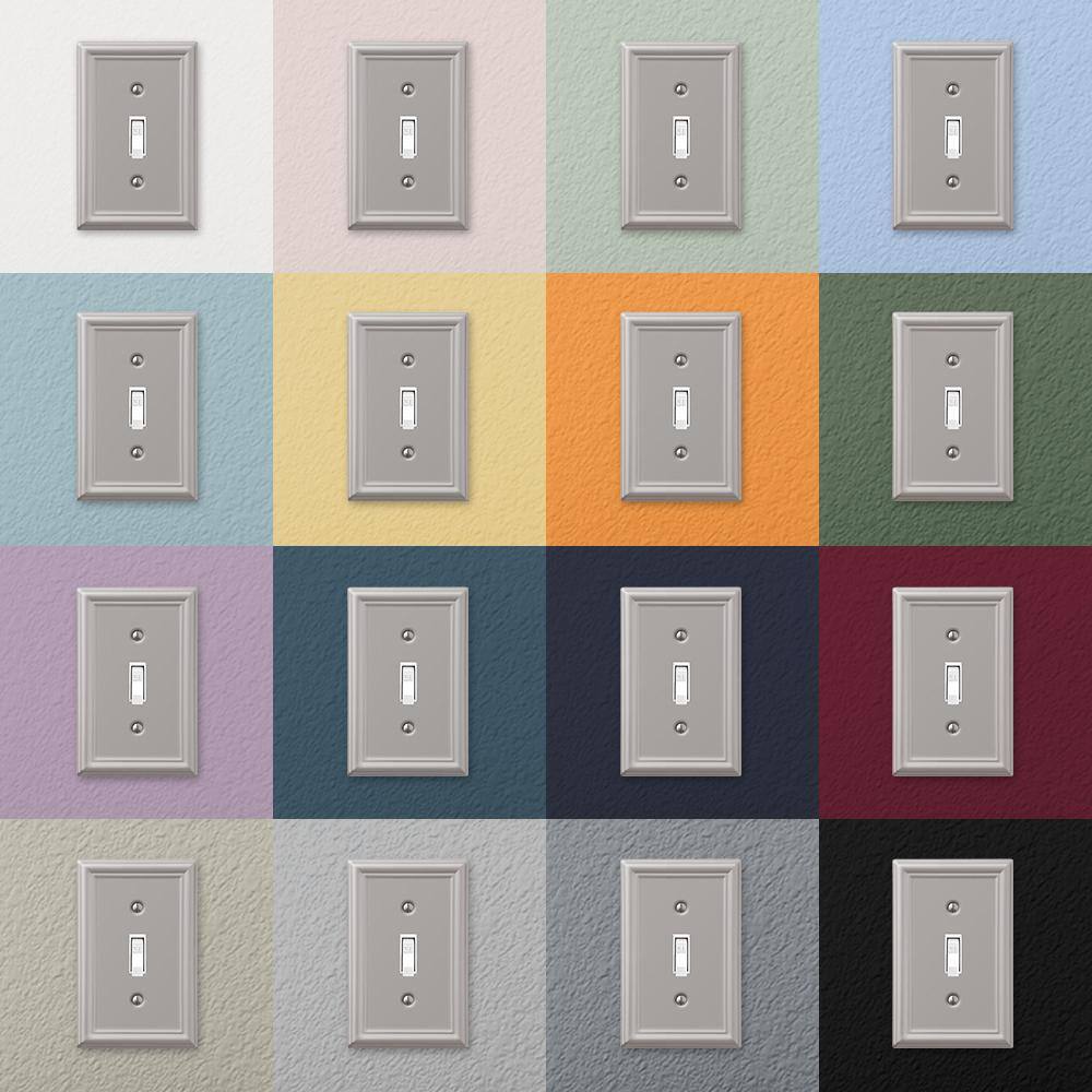 Brushed Nickel Steel Quad Rocker Wallplate