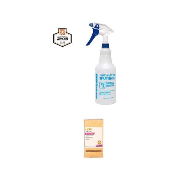 32 oz. Heavy Duty Spray Bottle with Adjustable Nozzle and 16 in. x 16 in. Microfiber Towel Combo (25 Pieces)
