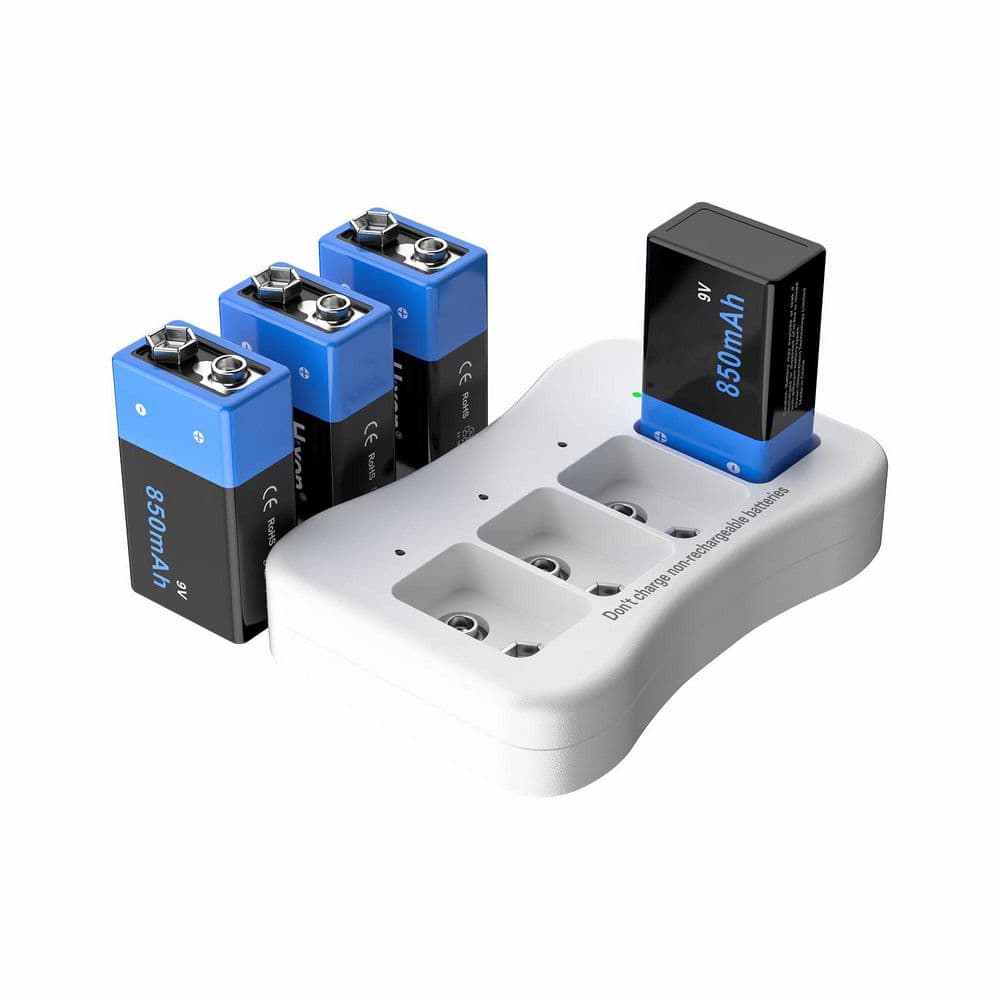 9V Rechargeable Battery Charger Kit Lithium Batteries for Smoke Detectors Fire Alarms Toys Multimeters 4-Pack price history on PriceWatchPro