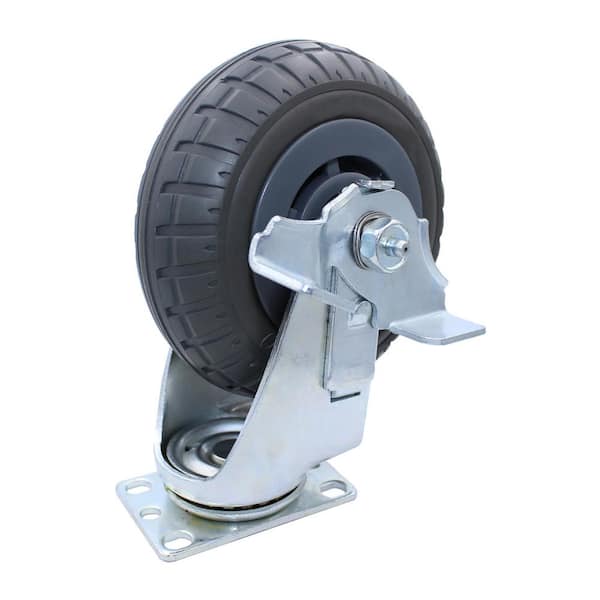 SNAP-LOC 6 in. Extreme-Duty Synthetic Rubber Swivel Caster with Brake, 400 lbs. Load Rating