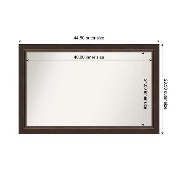 Amanti Art Lara Bronze 44.5 in. x 28.5 in. Custom Non-Beveled Wood FramedBathroom Vanity Wall Mirror