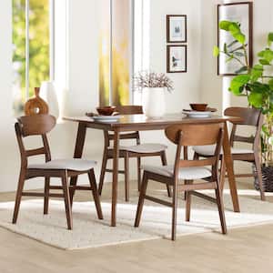 Baxton Studio Katya 5-Piece Grey Walnut Brown Dining Set
