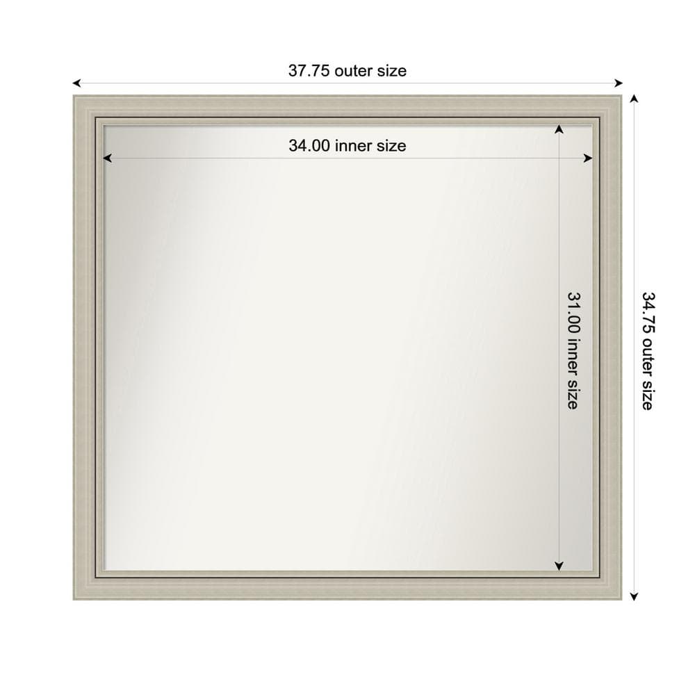 Romano Silver Narrow 37.75 in. x 34.75 in. Custom Non-Beveled Wood Framed Bathroom Vanity Wall Mirror price history on PriceWatchPro