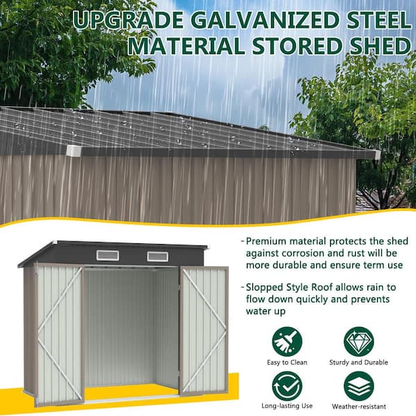 BTMWAY Brown Upgrade 6 ft. W x 4 ft. D Galvanized Steel