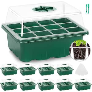 Seed Starter Trays with Humidity Dome Plant Starter Kit for Seeds Growing Starting (120 Cells Total Tray) (10-Pack)