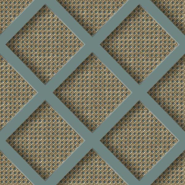 Graham & Brown Superfresco Easy Blue Ocean Panel Rattan Wallpaper Sample