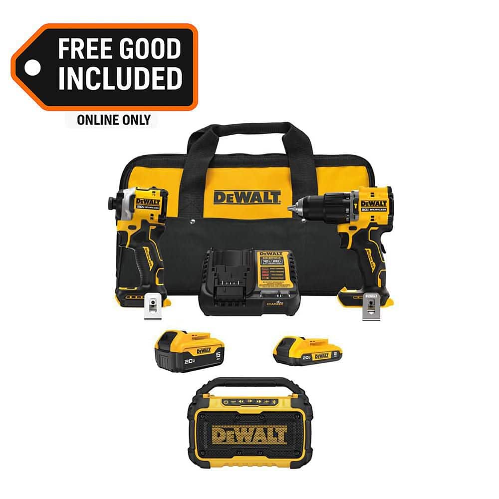 ATOMIC 20V Lithium-Ion Cordless 2-Tool Combo Kit and Cordless Bluetooth Speaker with 5 Ah and 2 Ah Batteries and Charger price history on PriceWatchPro