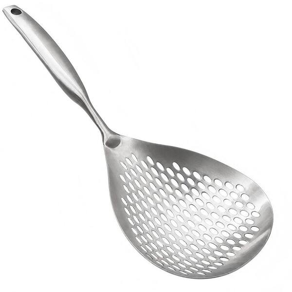 Silver Stainless Steel Skimmer Slotted Spoon, Skimmer Ladle Spoon Spider Strainer for Cooking and Frying, Pasta Strainer