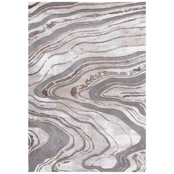 SAFAVIEH Craft Gray/Brown 7 ft. x 7 ft. Marbled Abstract Square Area Rug