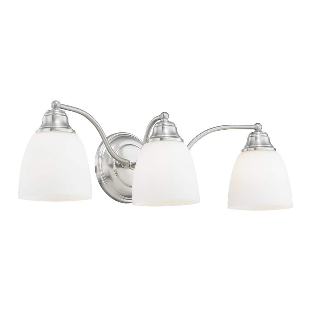 Somerville Brushed Nickel 3-Light Vanity with Satin Opal Glass