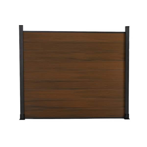 Kahomvis 6 ft. x 6 ft. Brown Wood-Plastic Composite WPC Outdoor Garden Fence Panel