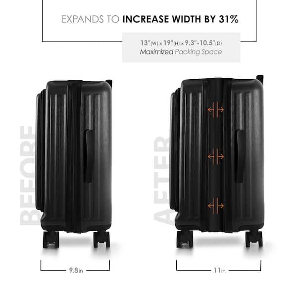 TRAVELARIM 2-Piece Black Hard Carry-On Weekender Luggage Set