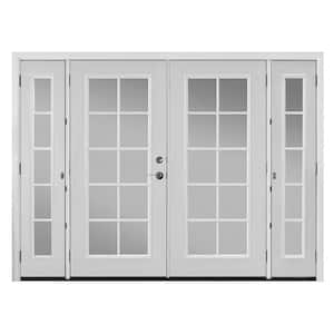 96 in. x 80 in. Primed White Steel Prehung Right-Hand Inswing 10-Lite Clear Glass Patio Door with Brickmold