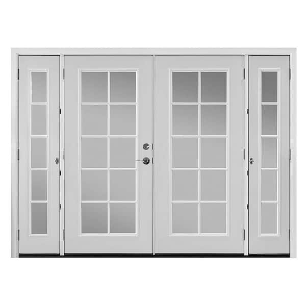 Masonite 96 In X 80 Primed White Steel Prehung Right Hand Inswing 10 Lite Clear Glass Patio Door With Brickmold 524334 The Home Depot - Hinged Patio Doors With Sidelights
