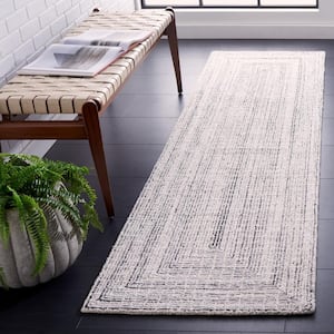 Abstract Black/Ivory 2 ft. x 8 ft. Contemporary Marle Runner Rug