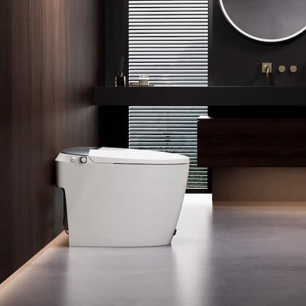 Elongated Non-Electric Bidet Toilet 1.0 GPF in White with Rear & Front Wash, Foot Kick and Pressure Assisted Flush